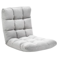 HOMCOM Fauteuil Convertible Fauteuil Paresseux Grand Confort Inclinaison Dossier Multipositions 90°-180° Flanelle Polyester capitonné Gris Clair(m-12)