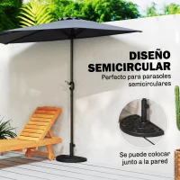 Outsunny Base para Sombrilla Semicircular Peso 9 kg Soporte Parasol de Jardín Apto para Mástil de 35mm/38mm/48mm Relleno de Cemento para Terraza Patio 50x32x32 cm Negro(m-6)
