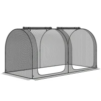 Outsunny 2,49 x 1,2 m Gartennetz, Pflanzenschutzzelt mit Tür, Winddichtes Schädlingsschutznetz mit Stahlrahmen, Schwarz(m-1)