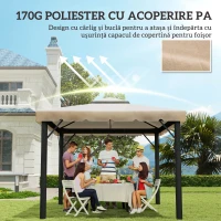 Outsunny Acoperiș pentru Foișor 3x3 m cu 2 Niveluri și 8 Găuri de Drenaj din Poliester Bej(m-6)