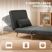 HOMCOM 3-in-1 Faltbarer Schlafstuhl, Schlafsessel aus Leinenoptik mit verstellbarer Rückenlehne und dicker Polsterung, Grau(m-5)