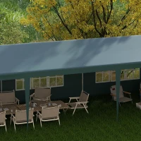 Outsunny 9 x 3 m Party Tent Gazebo Marquee Outdoor Patio Canopy Shelter with Windows and Side Panels Dark Green(m-9)