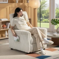 HOMCOM Poltrona Relax Reclinável Manual Estofada em Veludo com Apoio para Pés 73x86x100 cm Creme(m-11)