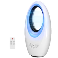 HOMCOM Bladeless Tower Fan, 36dB Standing Cooling Fan with 60° Oscillating, LED Lights, 3 Speeds, 7.5H Timer, Remote Control(m-11)