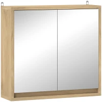 HOMCOM Armário de Casa de Banho com Espelho Móvel Suspenso de Casa de Banho com Prateleira Interior Ajustável 48x14,5x45 cm Madeira(m-1)