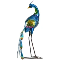 Outsunny Gartenstatur Gartendekoration Pfau, 25 x 29 x 59 cm, Mehrfarbig(m-11)