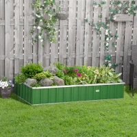 Outsunny Carré potager de jardin modulable, montage sans outils, gants fournis 174 x 90 x 30 cm acier galvanisé vert(m-2)