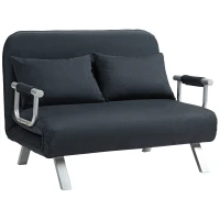 HOMCOM Schlafsofa, 5-fach verstellbar, Wildlederimitat, Stahlrahmen, inkl. Kissen, Schwarz(m-12)
