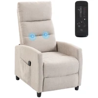 HOMCOM Fotoliu Masaj Reclinabil Manual 160°, Chenille, Suport Picioare, Telecomandă, Buzunare, Crem(m-11)