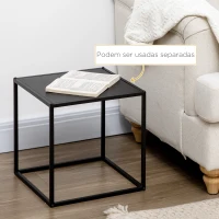 HOMCOM Conjunto de 2 Mesas Mesas de Centro Quadradas para Sala de Estar Estrutura de Aço Grande 40 cm Pequena 35 cm Branco(m-5)