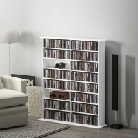 HOMCOM 16-Compartment Media Shelf- White(m-10)
