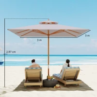 Outsunny 3 m Square Garden Parasol - Grey(m-4)