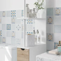 HOMCOM Coloană Pentru Baie cu Dulap, Rafturi și Sertare din Lemn, Lemn Natural(m-8)