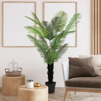 HOMCOM 175cm Artificial Areca Palm Tree with 16 PE Leaves, Decorative Artificial Plant with Plastic Pot and Flocked Soil, Fake Plant for Home Office Decor, Green(m-10)