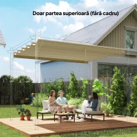 Outsunny Acoperiș de Înlocuire pentru Pergola Gazebo cu 10 Găuri de Drenaj, Husă Pergolă din Poliester Respirabil, 250x255 cm, pentru Pergola de Grădină 3x3m, Bej(m-2)