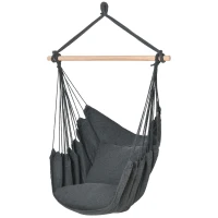 Outsunny Fauteuil suspendu extérieur chaise hamac avec 2 coussins, intérieur et extérieur, en tissu coton mélangé, gris foncé(m-12)
