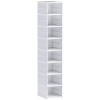HOMCOM Sapateira Dobrável Organizador para Sapatos de 8 Níveis com Portas Transparentes para Sapatos até Tamanho 43 26x35x140 cm Branco