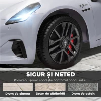 AIYAPLAY Mașină pentru Copii 12V Maserati Gran Turismo Folgore cu Telecomandă, Vârsta 3-5 Ani, Gri(m-6)
