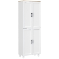 HOMCOM Freestanding Kitchen Cupboard, 4-Door Storage Cabinet Organiser with Adjustable Shelves White Wood Effect