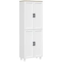 HOMCOM Freestanding Kitchen Cupboard, 4-Door Storage Cabinet Organiser with Adjustable Shelves White Wood Effect(m-1)