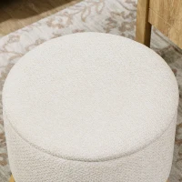 HOMCOM Pouf rond repose-pieds tabouret avec coffre de rangement pieds en bois design moderne crème(m-9)