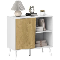 Credența Modernă HOMCOM cu Dulap și Compartiment de Depozitare, în Lemn, 80x39x76 cm, Alb(m-11)