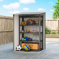 Outsunny Casetta da Giardino Porta Attrezzi in Acciaio Galvanizzato con Porta a Battente, 100x104x160 cm, Grigio Chiaro(m-6)