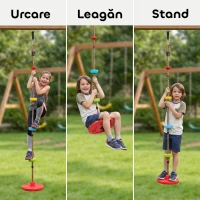 AIYAPLAY Frânghie de cățărare pentru copii cu platforme și scaun tip disc, din HDPE și PE, Ø30x4 cm, roșu(m-4)