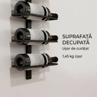 HOMCOM Suport de sticle de perete cu 10 rafturi din oțel, negru, pentru 10 sticle, 27x10x116 cm(m-9)