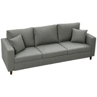 HOMCOM 3 Seater Sofa with Wide Seat, Corduroy Fabric Couch with Deep Seat, Spring Cushion, Light Grey(m-15)