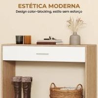 HOMCOM Móvel de Entrada com Espelho, Gaveta e Prateleira para Corredor 91,5x27,9x85,5 cm Carvalho(m-6)