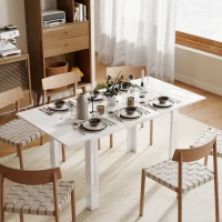 HOMCOM Ausziehbarer Esstisch, 120-160 x 70 cm, verstellbarer Küchentisch für 4-6 Personen, MDF, Hochglanzweiß(m-10)