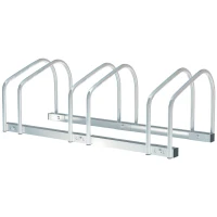 HOMCOM Bike Stand Parking Rack Floor or Wall Mount Bicycle Cycle Storage Locking Stand 76L x 33W x 27H (3 Racks, Silver)(m-11)
