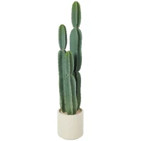 HOMCOM Pianta Artificiale di Cactus con 3 Steli in EVA, Vaso in PP, Decorazione per Soggiorno, 25x25x111 cm, Verde(m-1)