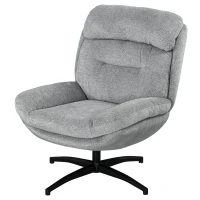 HOMCOM Drehsessel, 360-Grad-Drehung, Chenille-Stoff, integrierte Armlehnen, Stahlbeine, Grau, Schwarz(m-11)