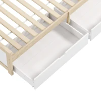 HOMCOM Pine Storage Bed, 3ft Single Solid Wooden Bed Frame with Drawers, Headboard, Wood Slat Support, Natural Wood Finish(m-10)