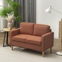 HOMCOM Zweisitzer-Sofa mit Stauraum und soliden Holzbeinen, für Wohnzimmer, Schlafzimmer, 117 x 63 x 79 cm, Orange(m-10)