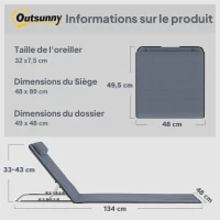 Outsunny Lot de 2 Tapis de Plage rembourré - lot de 2 Matelas de Plage - nattes de Plage - Dossier inclinable(m-3)
