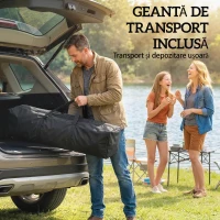 Outsunny Pavilion pliabil 3x3 m, înălțime reglabilă, cu lumină centrală și telecomandă, din metal și poliester, negru(m-8)