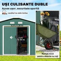 Outsunny Magazie Unelte din Otel Galvanizat, Anti Rugina 3.4 x 3.86 x 2 m,  Verde(m-19)