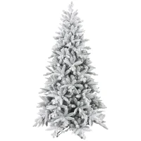 HOMCOM Weihnachtsbaum 180 cm, schneebedeckt, flammhemmend, Metallfuß, formbare Äste, Grün(m-12)