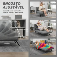 HOMCOM Sofá Cama Individual Dobrável com Encosto Ajustável em 5 Níveis Almofada e Estofado de Linho Sintético 75x70x75 cm Cinzento(m-5)