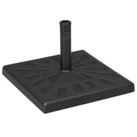 Outsunny 19kg Resin Garden Parasol Base Holder - Square Outdoor Market Umbrella Stand, Weight for Poles of Φ32mm, Φ38mm, and Φ48mm, Black(m-21)