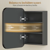HOMCOM Dulap cu Oglindă și 2 Rafturi Reglabile, din Lemn și Sticlă, 40,2x10,2x50,9 cm, Negru(m-8)