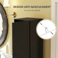 kleankin Meuble colonne de salle de bain 2 placards avec étagères réglables + 2 niches 30 x 30 x 181,5 cm noir(m-6)