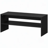 HOMCOM Mesa de Centro Moderna em Madeira de 2 Níveis com Prateleira Aberta 100x40x41,5 cm Preto(m-1)