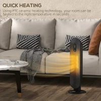 HOMCOM 45° Oscillating Ceramic Space Heater, with Remote - Black(m-5)