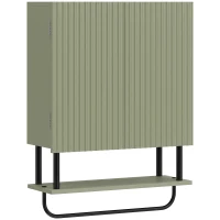 HOMCOM Bathroom Wall Cabinet Modern Space Saver Wall Mounted Cabinet Doors Storage Green(m-1)