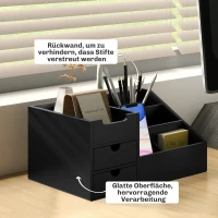 HOMCOM Schreibtischorganizer 2 Schubladen Aufbewahrungsbox Büro Box Organisation Schwarz 33 x 20,5 x 15,5 cm(m-6)