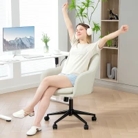 HOMCOM Chaise de bureau, fauteuil de bureau ergonomique réglable en hauteur, siège pivotante, fonction de bascule, beige(m-8)